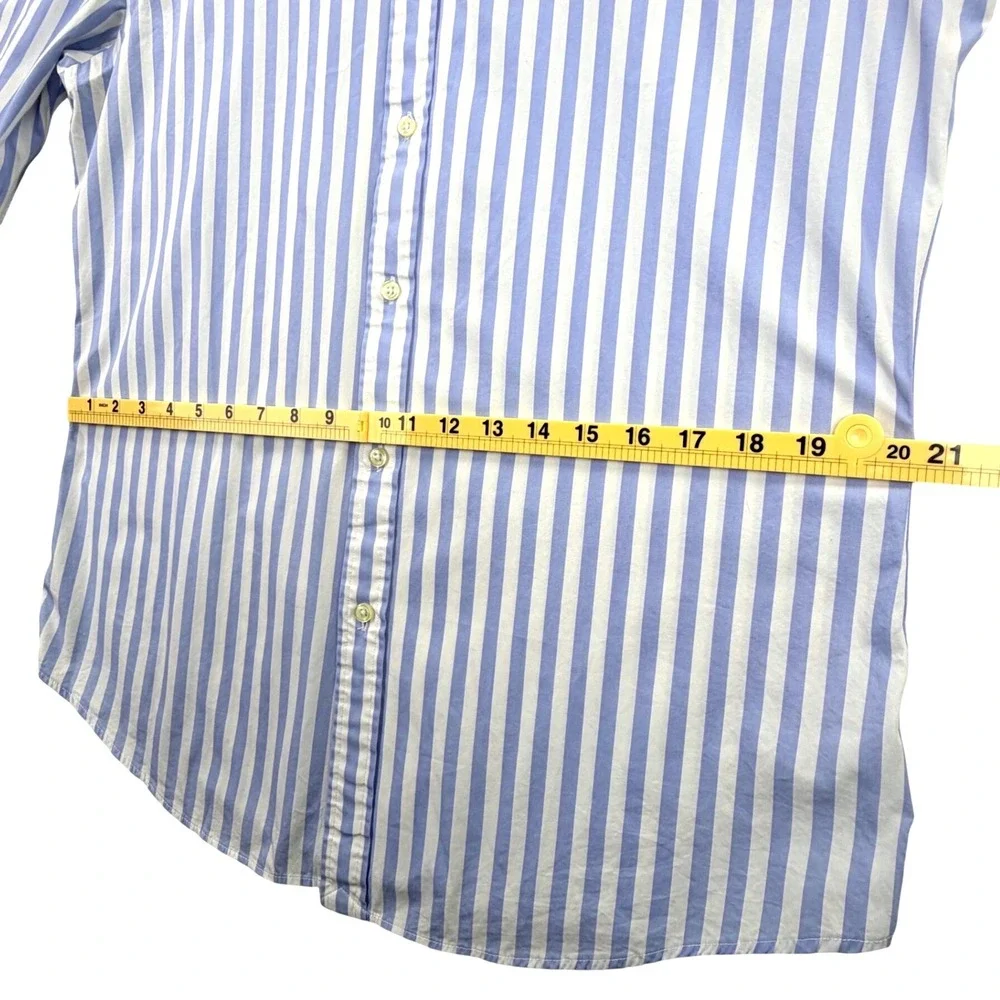 Polo Ralph Lauren Striped Button Up Shirt Men Large Blue White Cotton Slim Fit